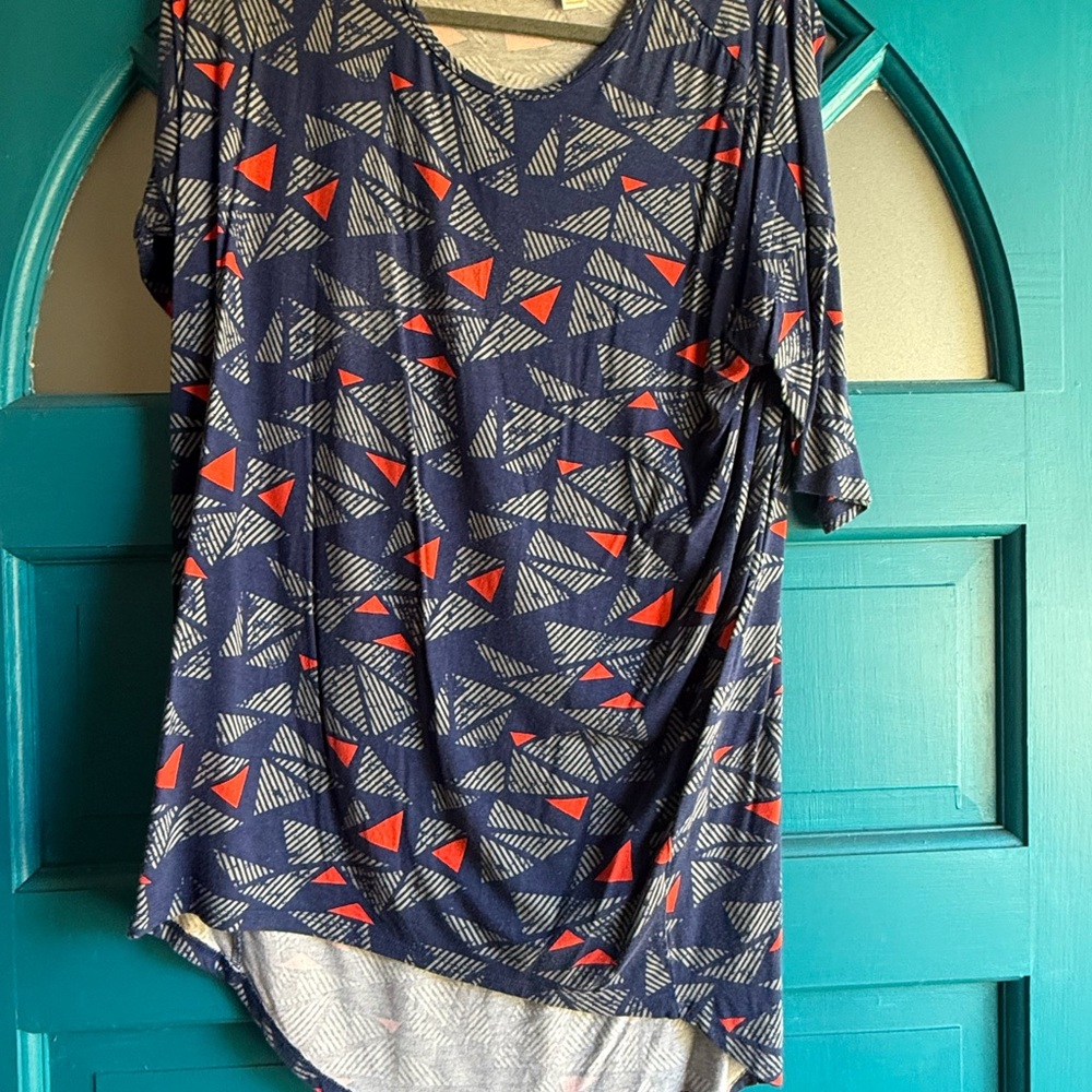LuLaRoe Navy and Red Geometric Tunic